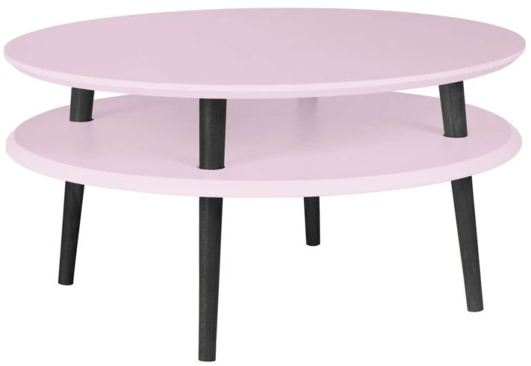Stolik Kawowy UFO śr.70cm wys.35cm Różowy Czarne Nogi