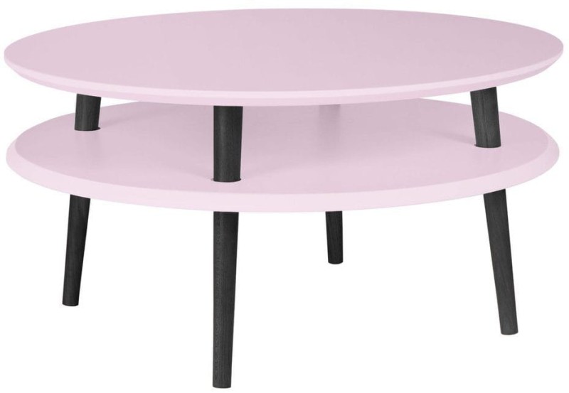 Stolik Kawowy UFO śr.70cm wys.35cm Różowy Czarne Nogi