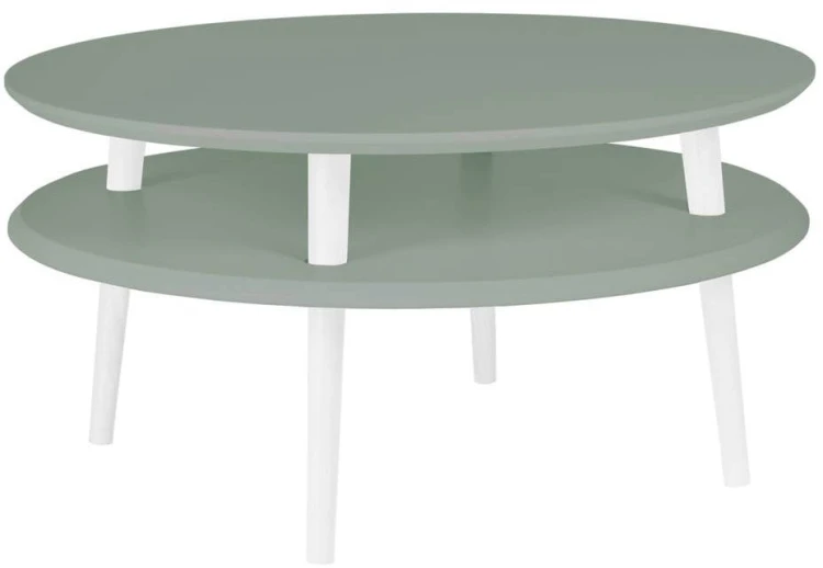 Stolik Kawowy UFO śr.70cm wys.35cm Szałwiowy Białe Nogi