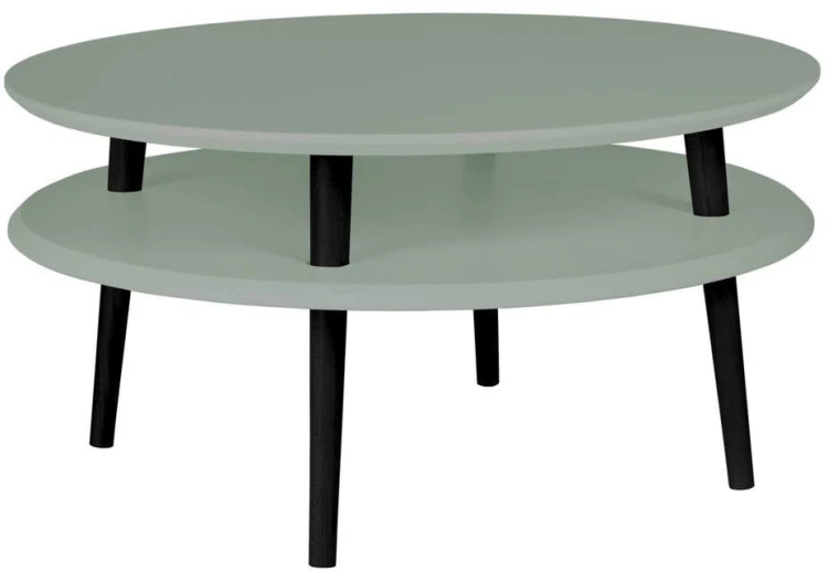 Stolik Kawowy UFO śr.70cm wys.35cm Szałwiowy Czarne Nogi