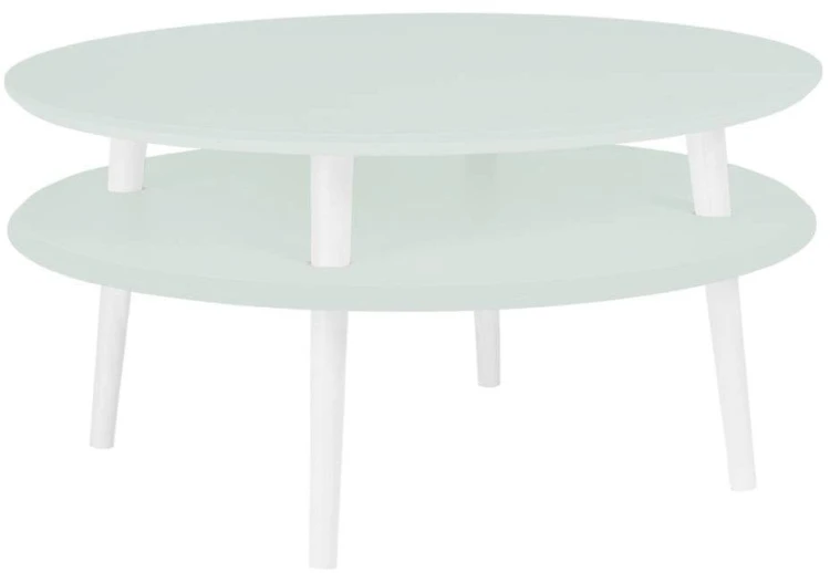 Stolik Kawowy UFO śr.70cm wys.35cm Ulotny miętowy Białe Nogi