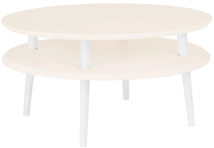 Stolik Kawowy UFO śr.70cm wys.35cm Wapień Białe Nogi