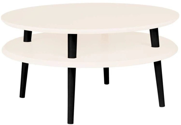 Stolik Kawowy UFO śr.70cm wys.35cm Wapień Czarne Nogi