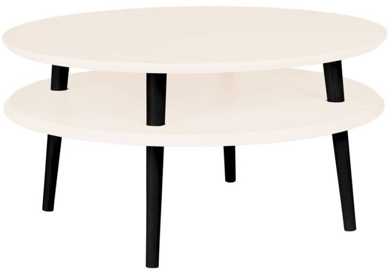 Stolik Kawowy UFO śr.70cm wys.35cm Wapień Czarne Nogi