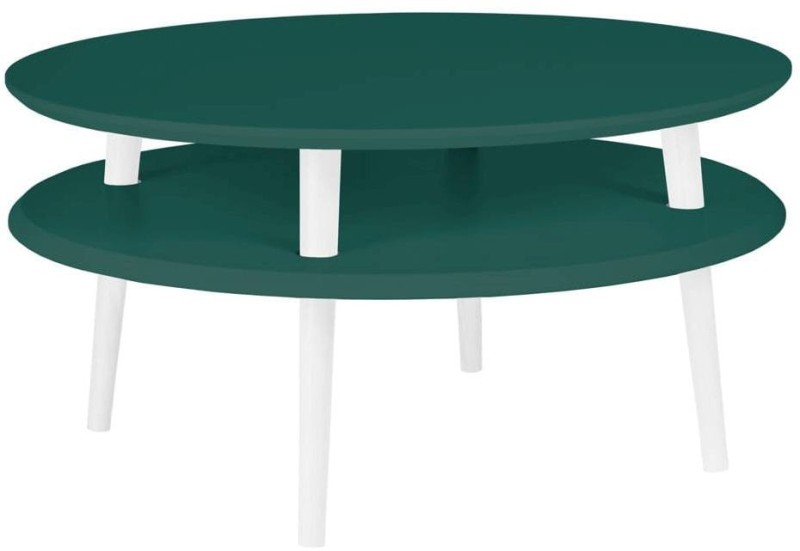 Stolik Kawowy UFO śr.70cm wys.35cm Zielony butelkowy  Białe Nogi