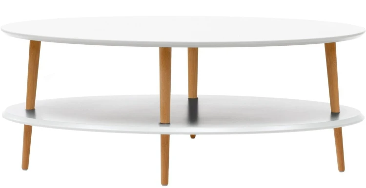 Stolik kawowy owalny OVO Low 110x70cm Bialy