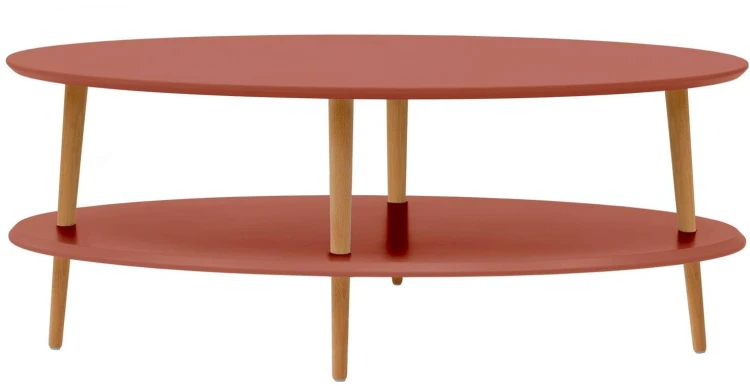 Stolik kawowy owalny OVO Low 110x70cm Ciemny Koralowy
