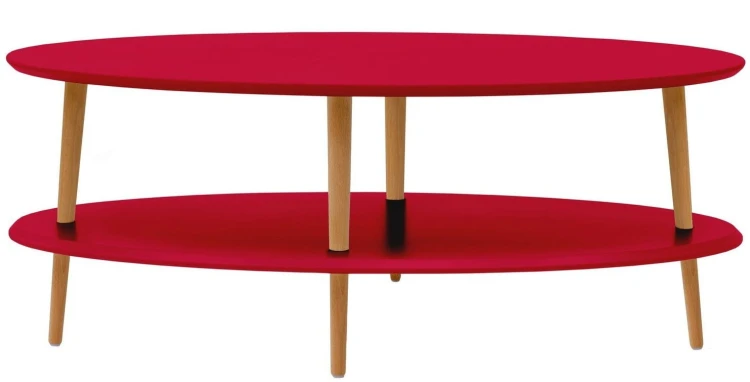 Stolik kawowy owalny OVO Low 110x70cm Czerwony
