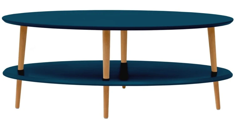 Stolik kawowy owalny OVO Low 110x70cm Petrol Blue