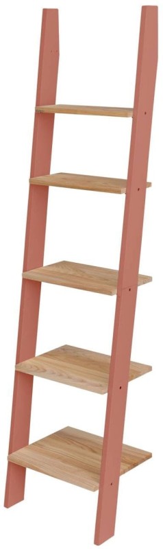 Regal Drabinka ASHME 45x35x180cm Jesionowe Półki Ciemny Koralowy