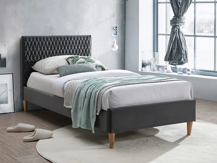 Łóżko tapicerowane Azurro Velvet 90X200 Bluvel 14