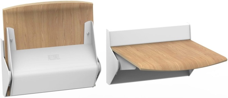 Siedzisko bez oparcia profilowane składane manualne straponten TPS-2 - stelaż szary strukturalny/siedzisko fornir dąb naturalny