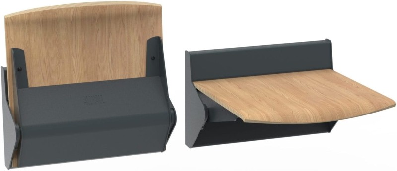 Siedzisko bez oparcia profilowane składane manualne straponten TPS-2 - stelaż grafit strukturalny/siedzisko fornir dąb naturalny