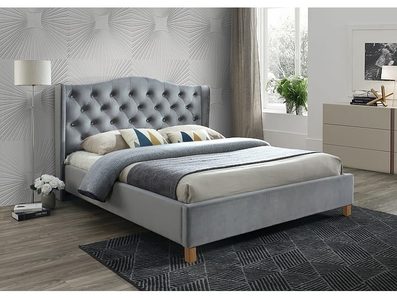Łóżko tapicerowane Aspen Velvet 160x200 Bluvel 14 szary