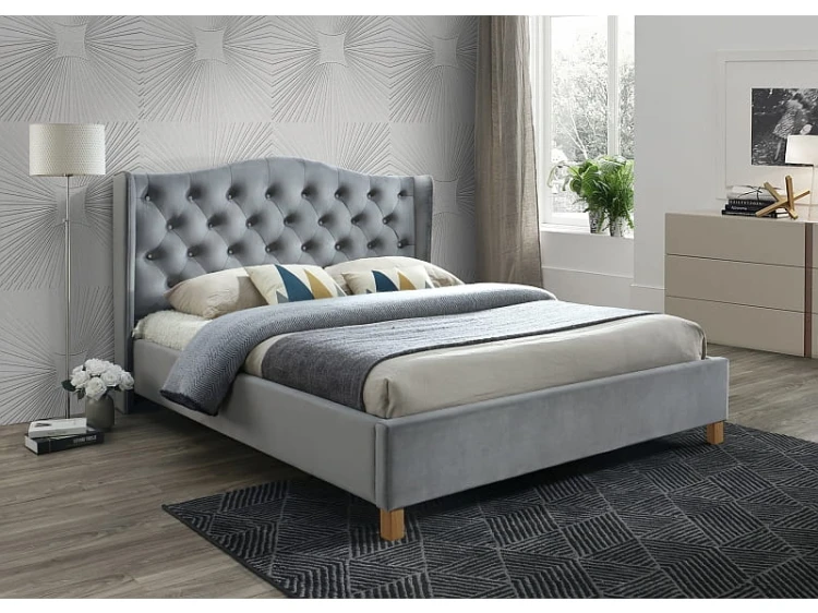 Łóżko tapicerowane Aspen Velvet 180x200 Bluvel 14 szary