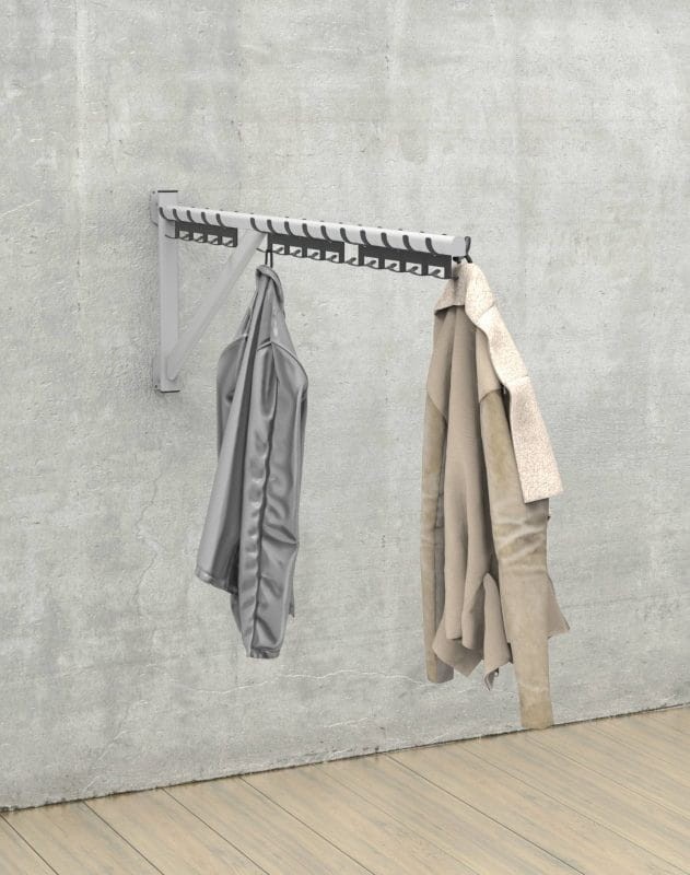 Wieszak szatniowy przyścienny obrotowy długi WSO-30 z akcesoriami