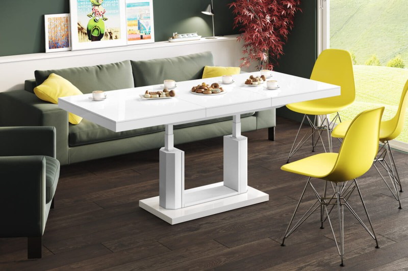 Ławostół podnoszony rozkładany QUADRO LUX - Biały połysk