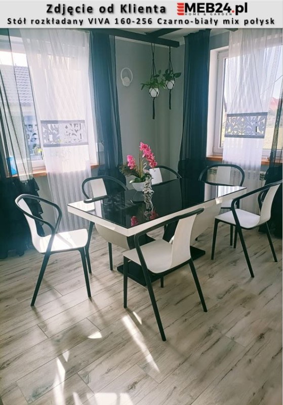 Stół rozkładany VIVA 160-256 Czarno-biały mix połysk  - zdjęcie od klienta