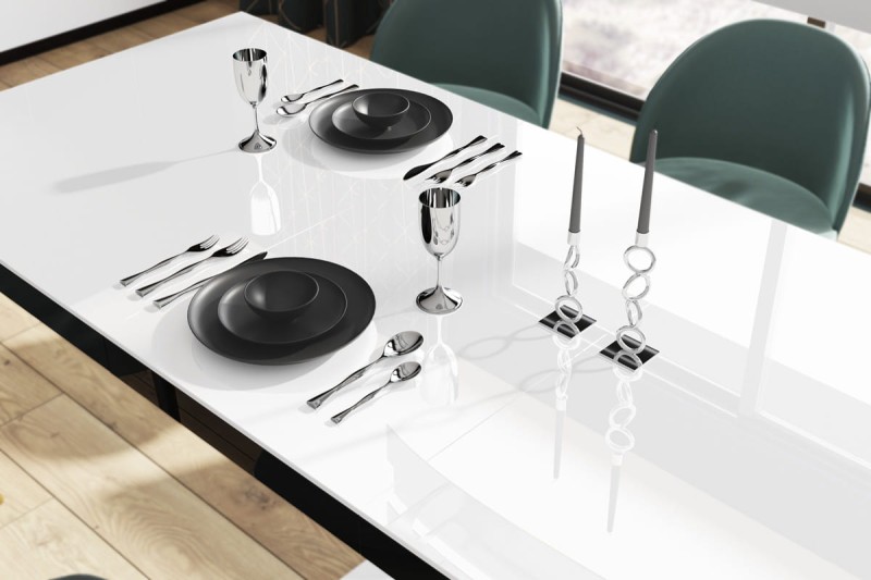 Stół rozkładany BELLA 160-256 Biało-czarny mix połysk