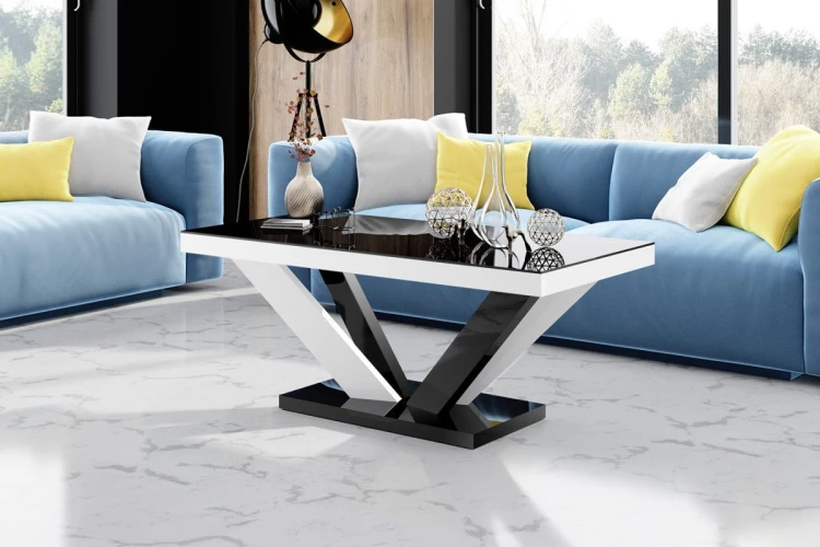 Ława VIVA 2 MINI 120 cm Czarno-biały mix połysk