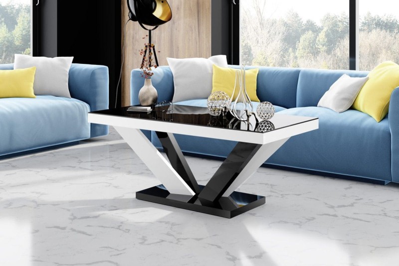 Ława VIVA 2 MINI 120 cm Czarno-biały mix połysk