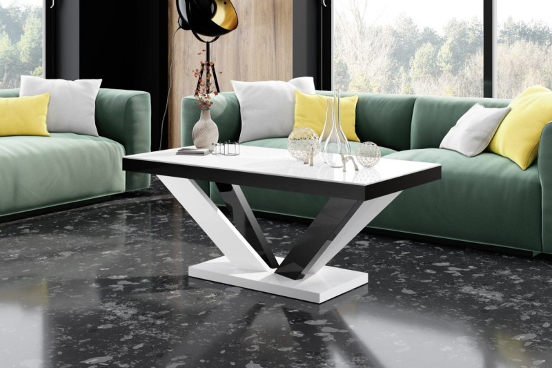 Ława VIVA 2 MINI 120 cm Biało-czarny mix połysk