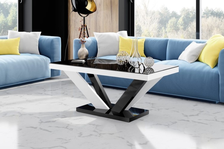Ława VIVA 2 MINI 120 cm Czarno-biały mix połysk