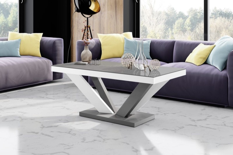 Ława VIVA 2 MINI 120 cm Szaro-biały mix połysk