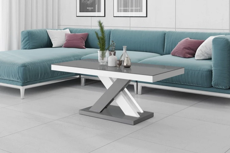Ława XENON LUX MINI 120 cm Szaro-biały mix połysk