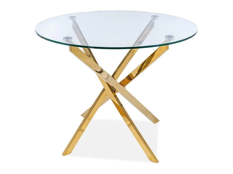 Stół Agis transparentny/złoty 90 cm