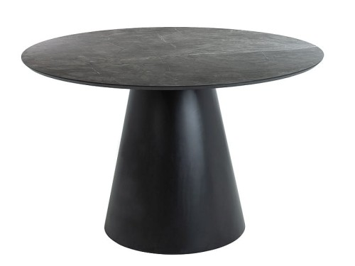 Stół okrągły 120 cm Angel szary/czarny mat efekt marmuru