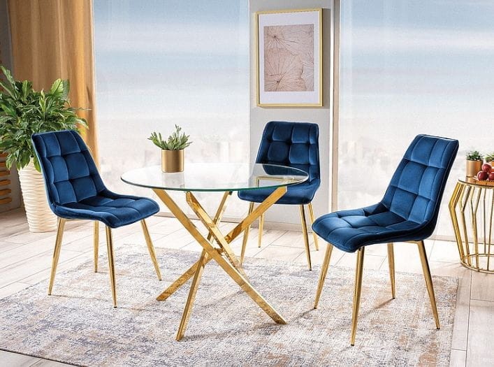 Stół Agis transparentny/złoty 90 cm