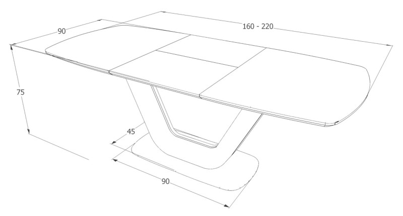 Stół rozkładany Armani Ceramic 160x220 biały/czarny mat efekt marmuru