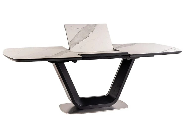 Stół rozkładany Armani Ceramic 160x220 biały/czarny mat efekt marmuru