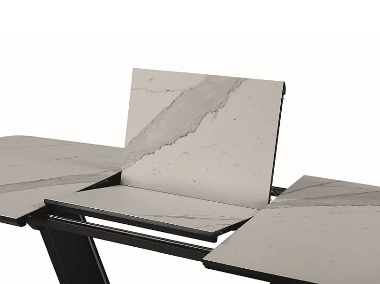 Stół rozkładany Armani Ceramic 160x220 biały/czarny mat efekt marmuru