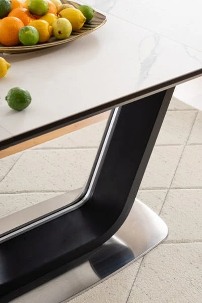 Stół rozkładany Armani Ceramic 160x220 biały/czarny mat efekt marmuru