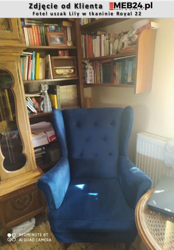Fotel uszak Lily z podnóżkiem w stylu skandynawskim - zdjęcie od klienta