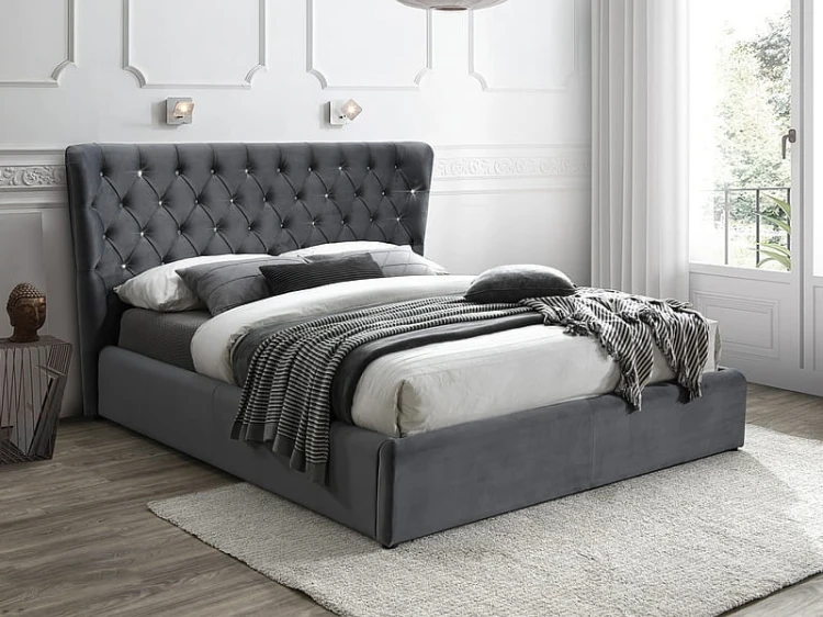 Łóżko tapicerowane Carven Velvet 160x200 szary