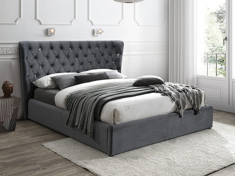 Łóżko tapicerowane Carven Velvet 160x200 szary