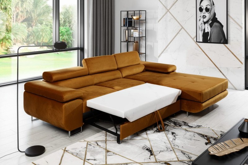 Narożnik do salonu Armando Velvet tapicerowany