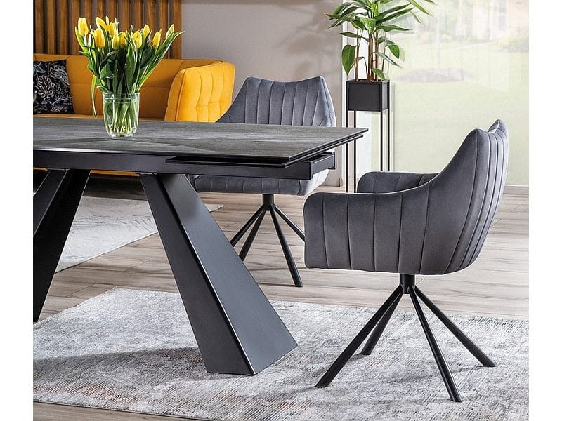 Stół rozkładany Salvadore Ceramic 160-240 cm szary efekt marmuru/czarny mat