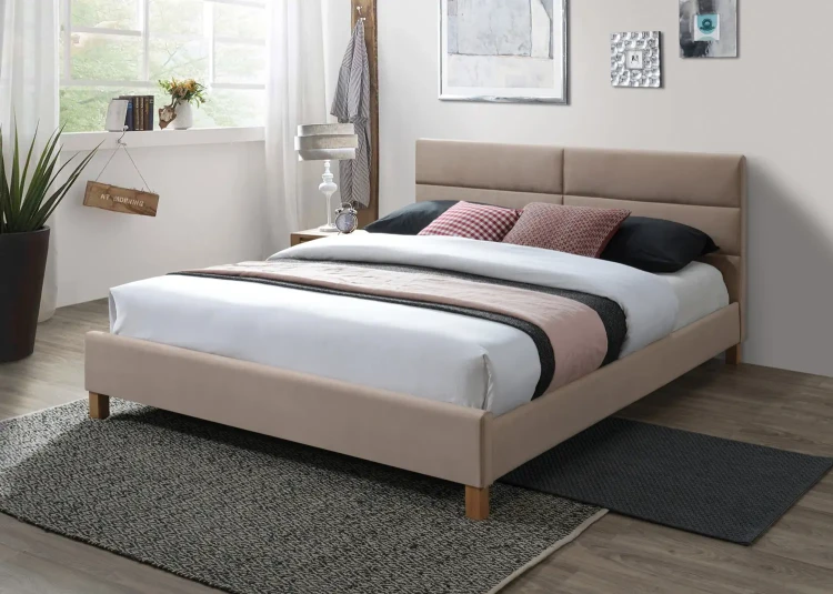 Łóżko tapicerowane Sierra Velvet 160x200 beżowe bluvel 28