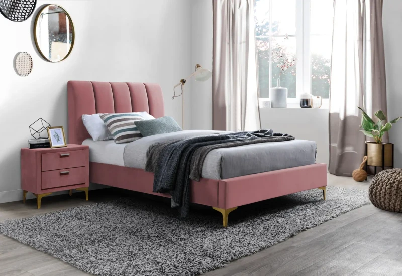 Łóżko tapicerowane Mirage Velvet 90x200 antyczny róż .185