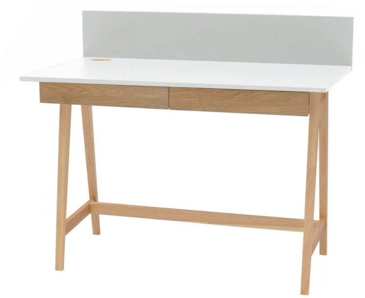 Biurko LUKA z szufladami 110 cm jesion Biale