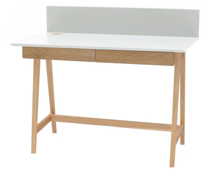 Biurko LUKA z szufladami 110 cm jesion Biale