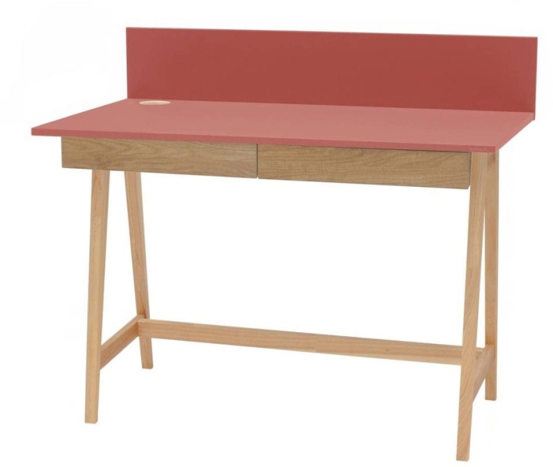 Biurko LUKA z szufladami 110 cm jesion  Ciemny Koralowy