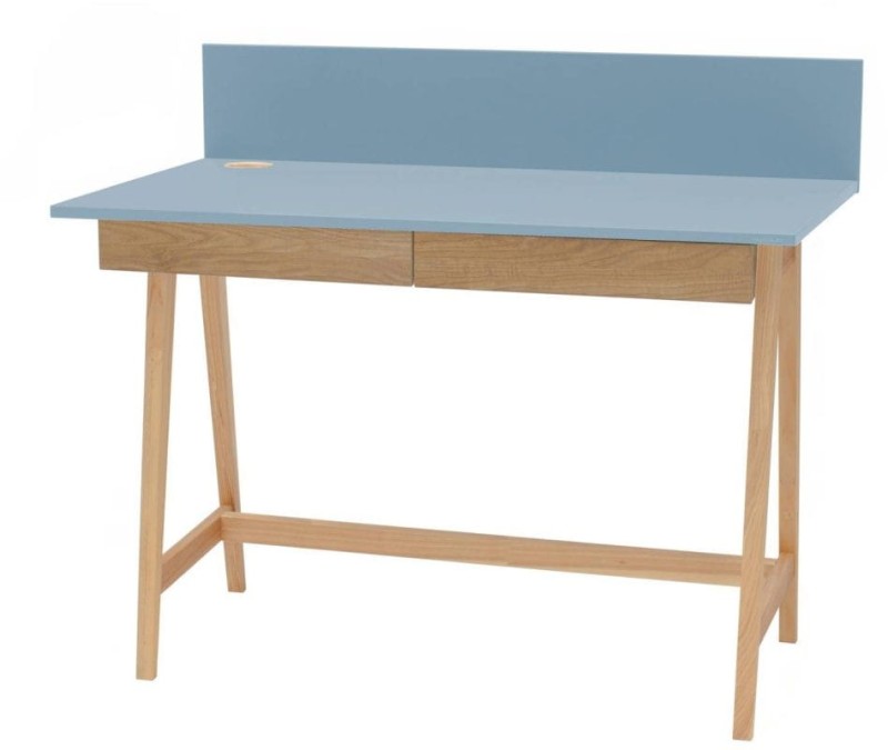 Biurko LUKA z szufladami 110 cm jesion  Delikatny Niebieski
