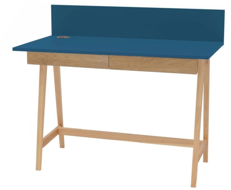 Biurko LUKA z szufladami 110 cm jesion Petrol Blue
