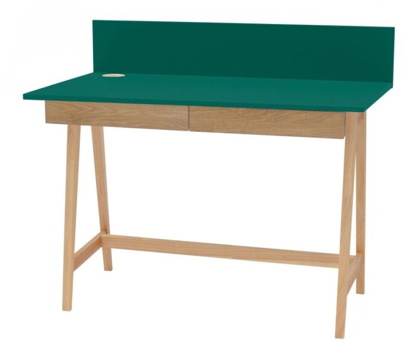 Biurko LUKA z szufladami 110 cm jesion Zielony Butelkowy