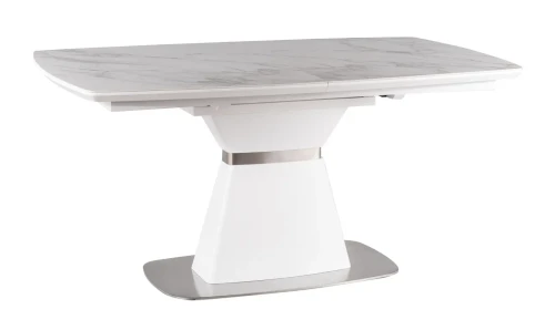 Stół rozkładany Saturn II Ceramic 160-210 cm biały efekt marmuru/biały mat